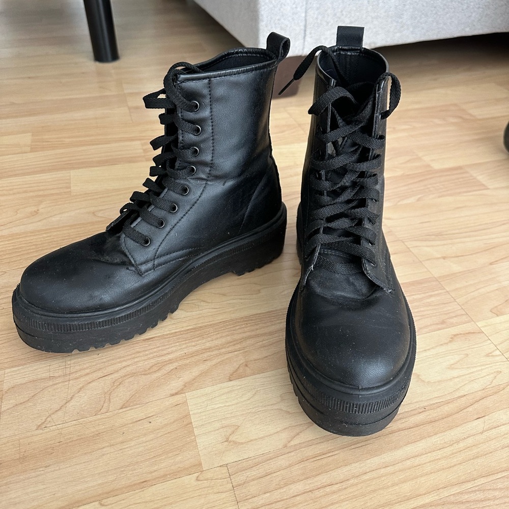 Black combat boots